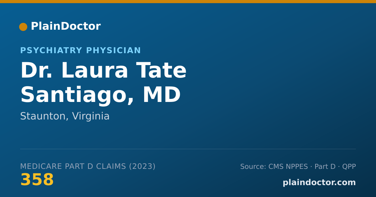 Shareable card for Laura Tate Santiago, MD - Psychiatry Physician, Staunton, VA