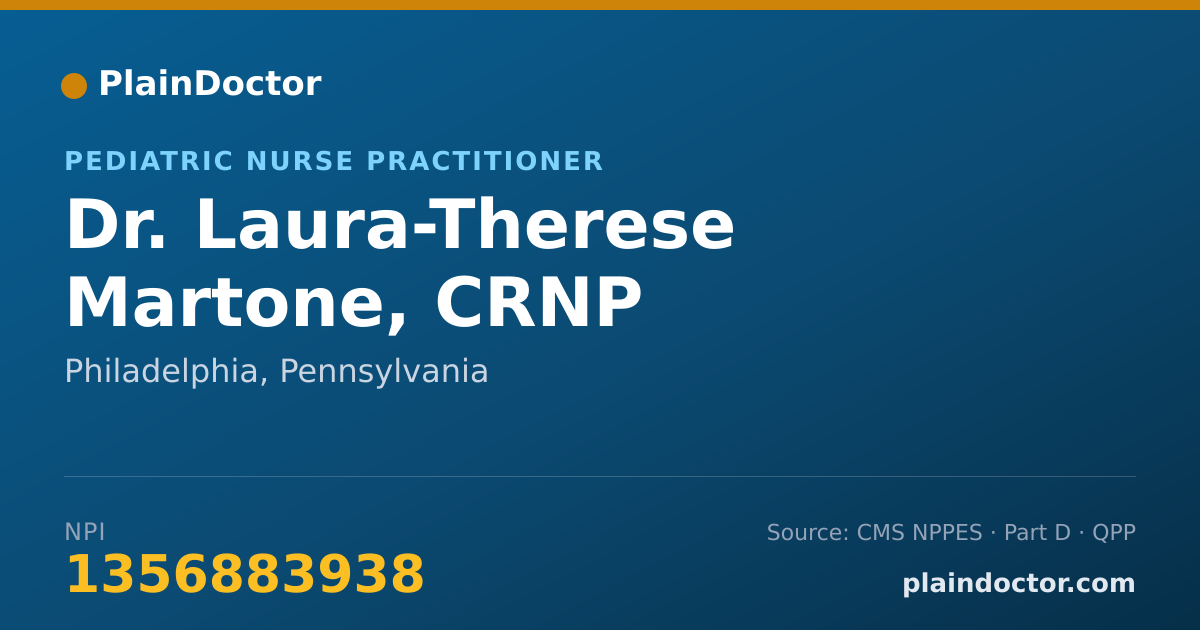 Shareable card for Laura-Therese Martone, CRNP - Pediatric Nurse Practitioner, Philadelphia, PA