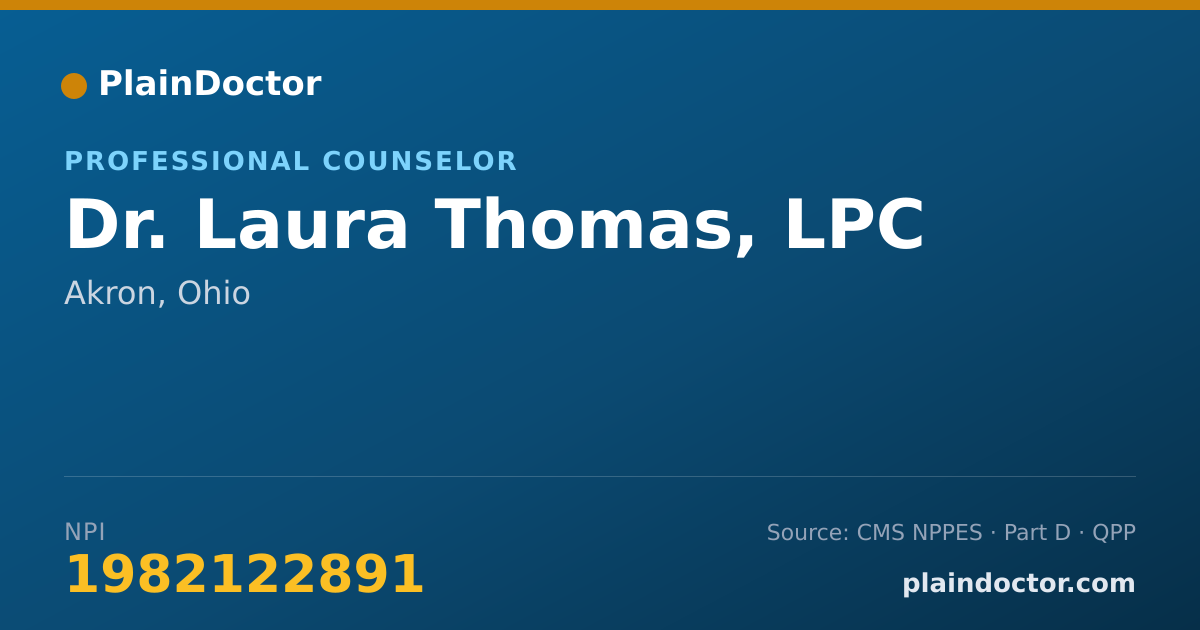 Shareable card for Laura Thomas, LPC - Professional Counselor, Akron, OH