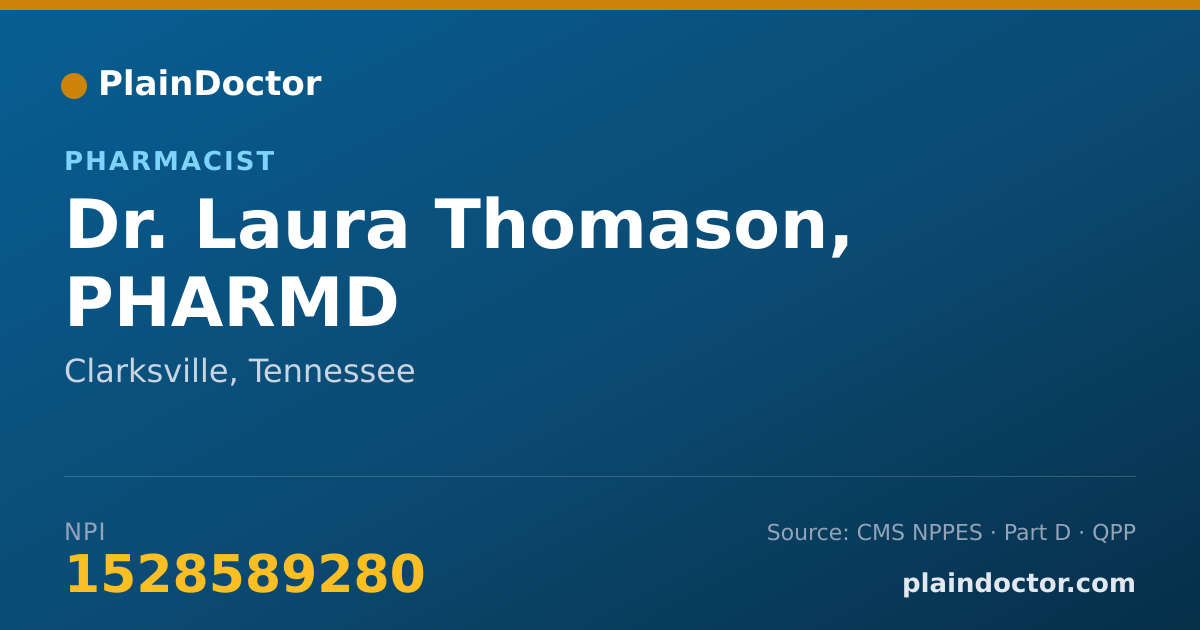 Shareable card for Laura Thomason, PHARMD - Pharmacist, Clarksville, TN
