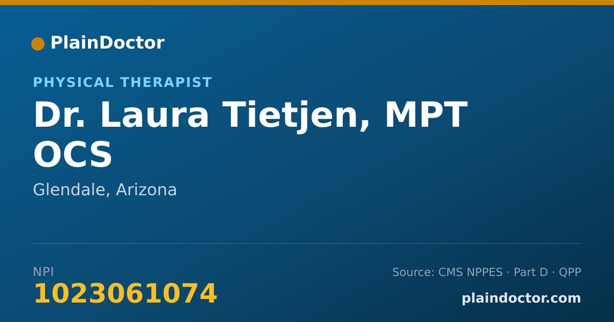 Shareable card for Laura Tietjen, MPT OCS - Physical Therapist, Glendale, AZ