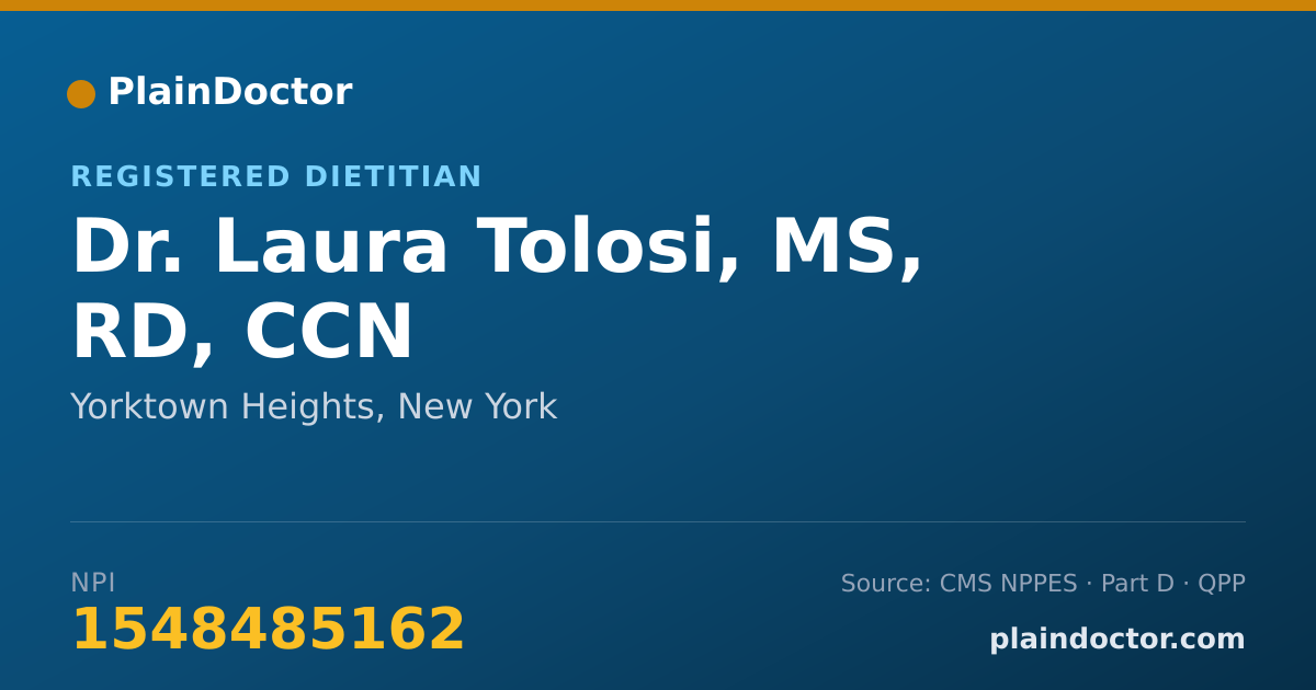 Shareable card for Laura Tolosi, MS, RD, CCN - Registered Dietitian, Yorktown Heights, NY