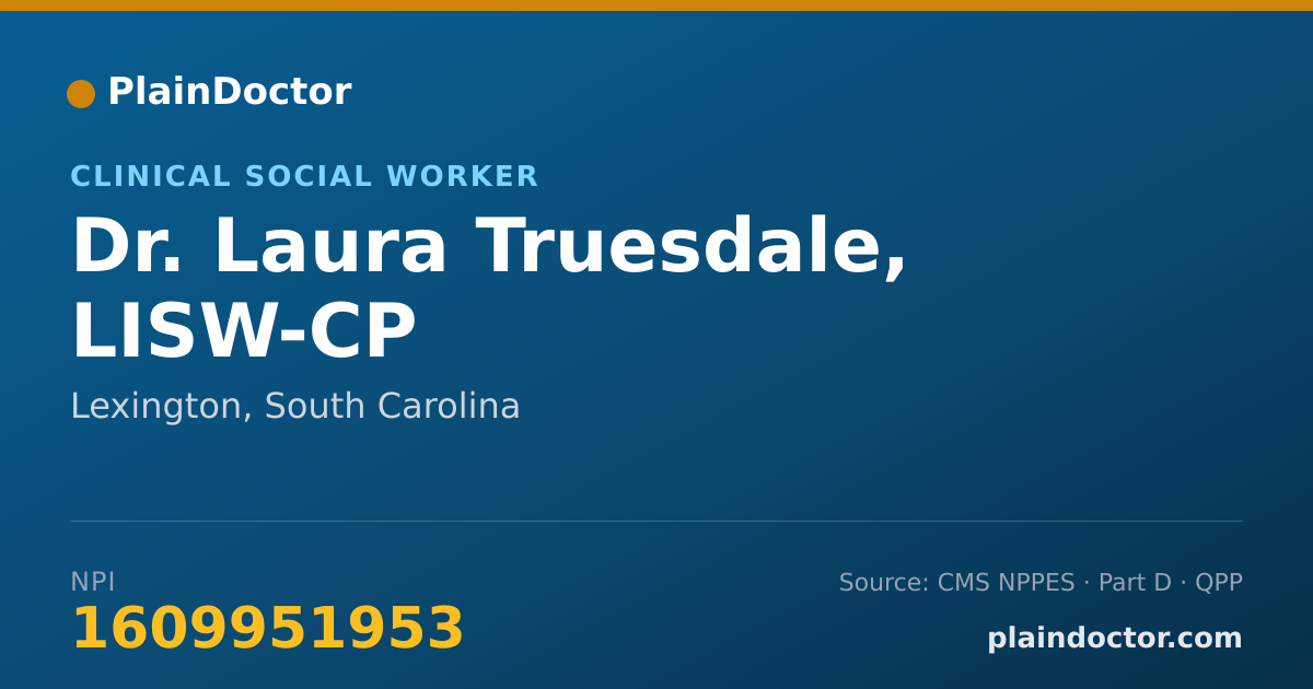 Shareable card for Laura Truesdale, LISW-CP - Clinical Social Worker, Lexington, SC