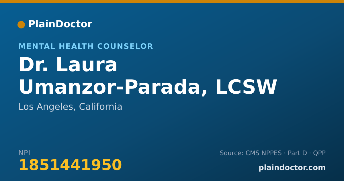 Shareable card for Laura Umanzor-Parada, LCSW - Mental Health Counselor, Los Angeles, CA