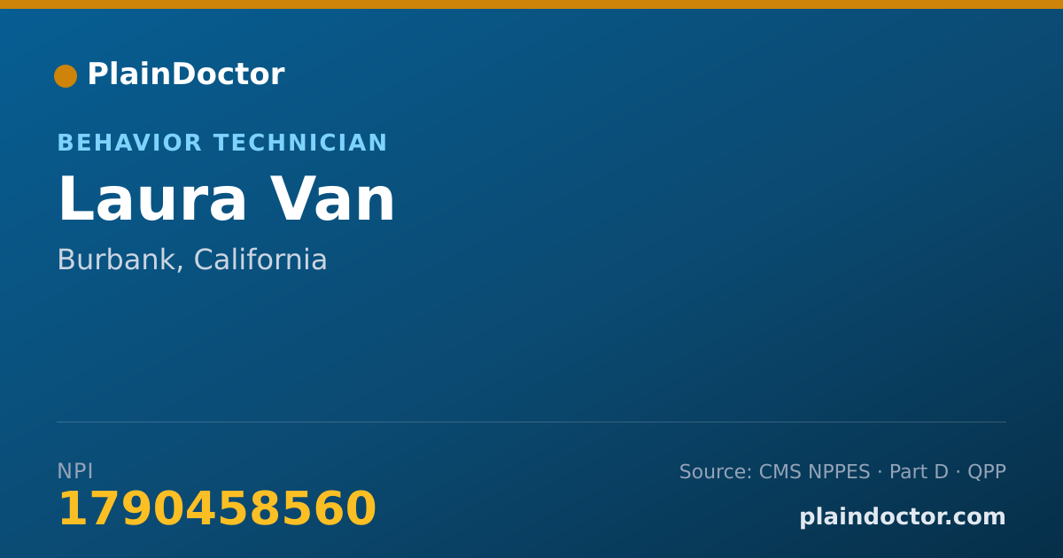 Shareable card for Laura Van - Behavior Technician, Burbank, CA