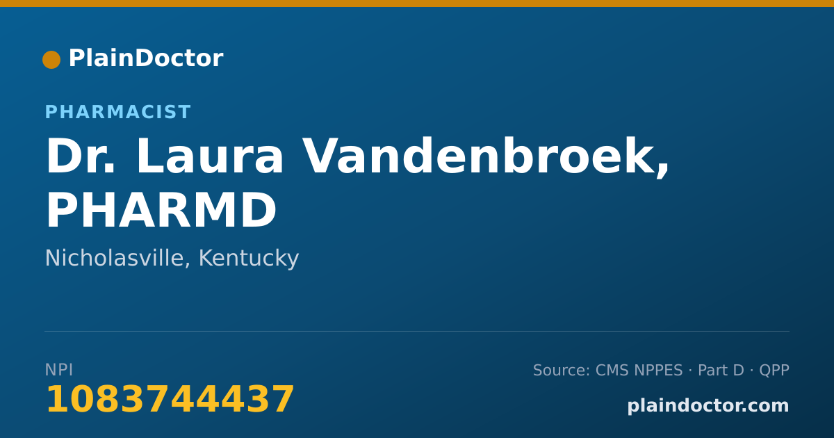 Shareable card for Laura Vandenbroek, PHARMD - Pharmacist, Nicholasville, KY