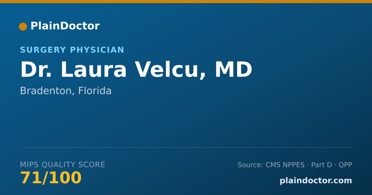 Shareable card for Laura Velcu, MD - Surgery Physician, Bradenton, FL