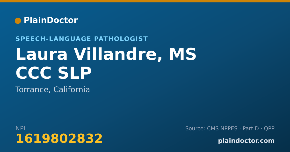 Shareable card for Laura Villandre, MS CCC SLP - Speech-Language Pathologist, Torrance, CA