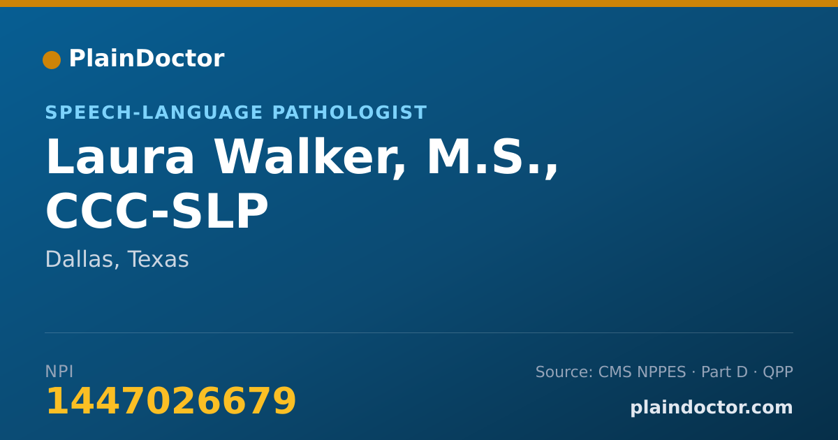 Shareable card for Laura Walker, M.S., CCC-SLP - Speech-Language Pathologist, Dallas, TX