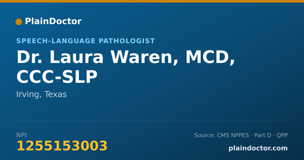 Shareable card for Laura Waren, MCD, CCC-SLP - Speech-Language Pathologist, Irving, TX