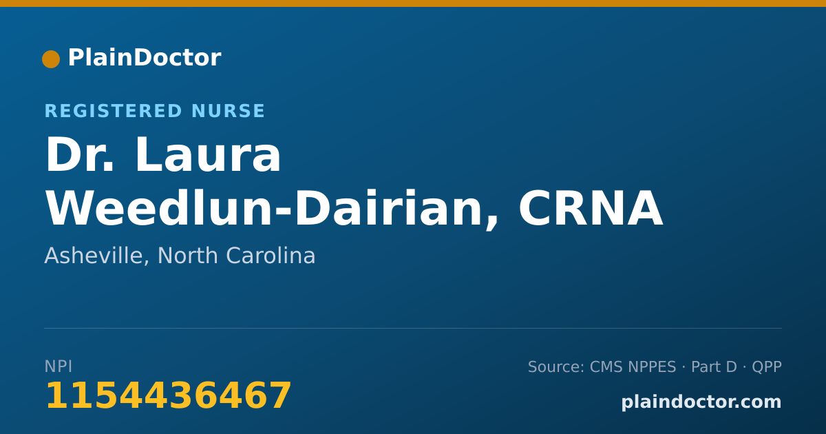 Shareable card for Laura Weedlun-Dairian, CRNA - Registered Nurse, Asheville, NC