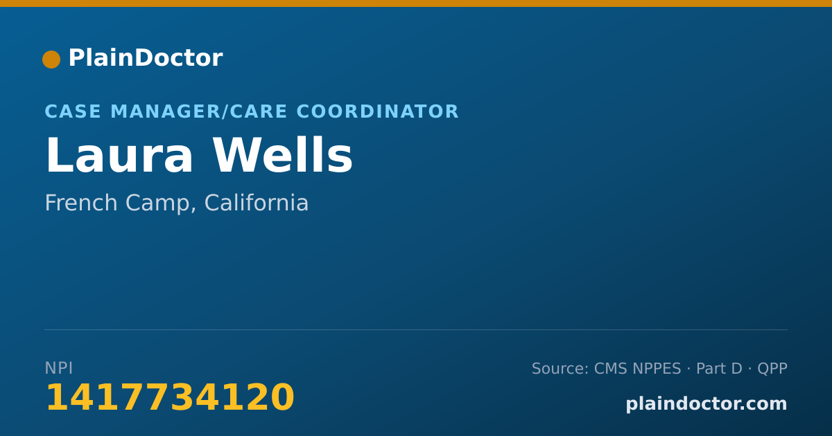 Shareable card for Laura Wells - Case Manager/Care Coordinator, French Camp, CA