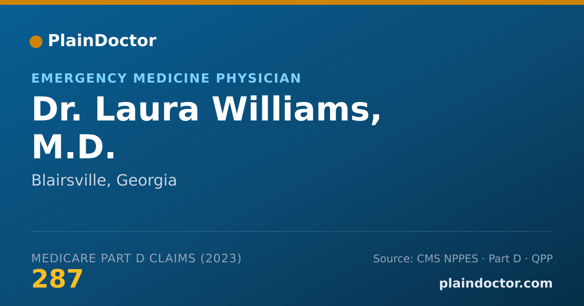 Shareable card for Laura Williams, M.D. - Emergency Medicine Physician, Blairsville, GA