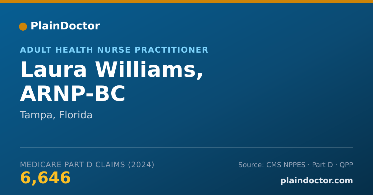 Shareable card for Laura Williams, ARNP-BC - Adult Health Nurse Practitioner, Tampa, FL