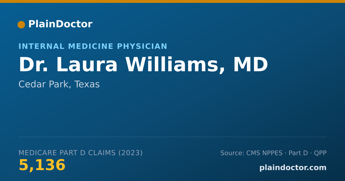 Shareable card for Laura Williams, MD - Internal Medicine Physician, Cedar Park, TX