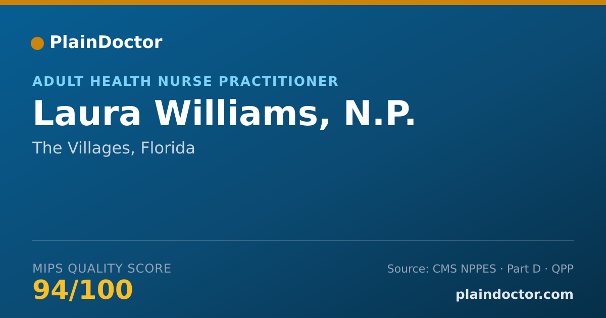 Shareable card for Laura Williams, N.P. - Adult Health Nurse Practitioner, The Villages, FL