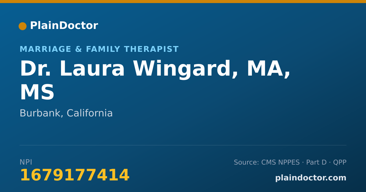 Shareable card for Laura Wingard, MA, MS - Marriage & Family Therapist, Burbank, CA