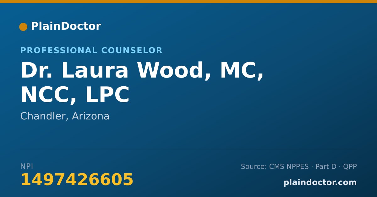 Shareable card for Laura Wood, MC, NCC, LPC - Professional Counselor, Chandler, AZ