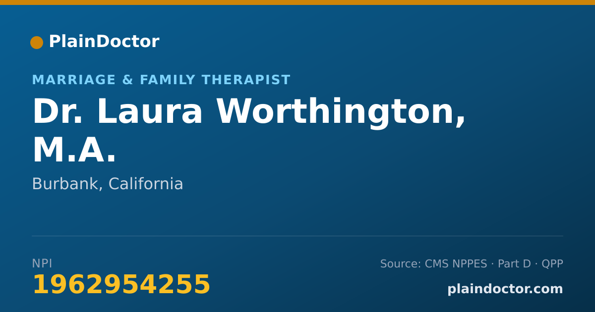 Shareable card for Laura Worthington, M.A. - Marriage & Family Therapist, Burbank, CA