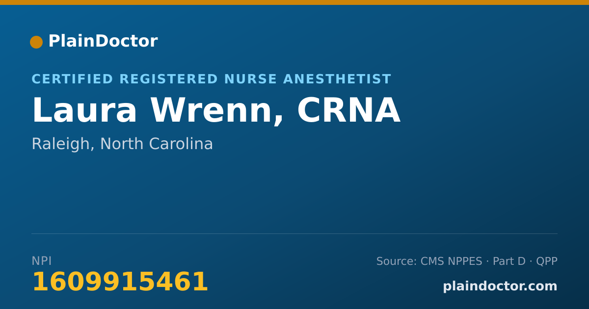 Shareable card for Laura Wrenn, CRNA - Certified Registered Nurse Anesthetist, Raleigh, NC