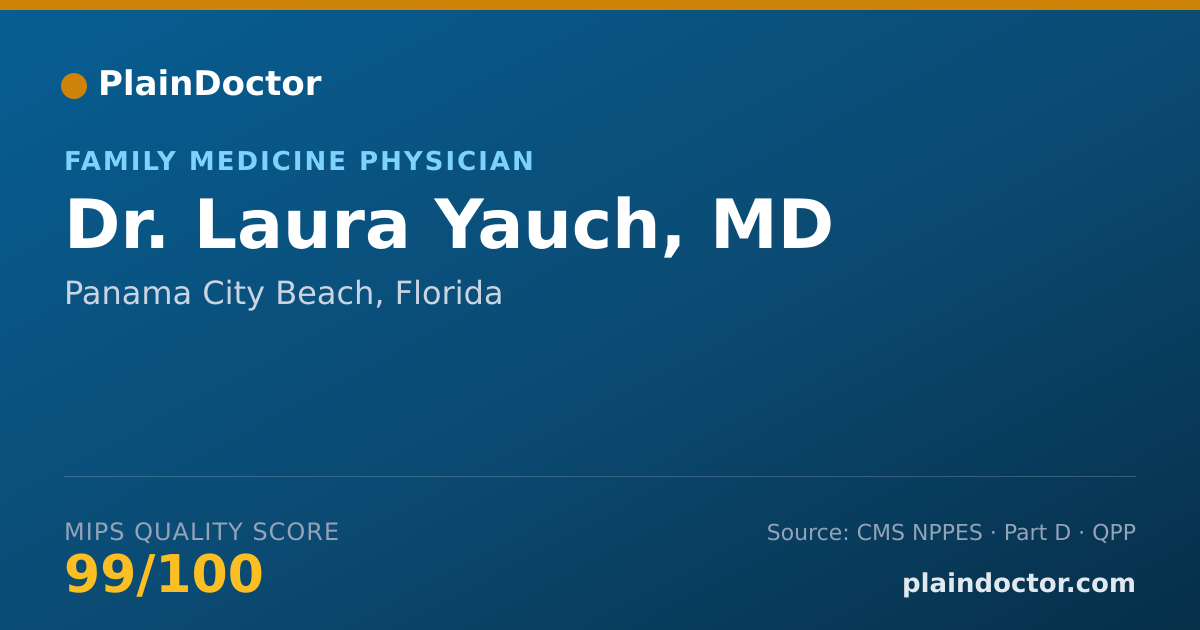 Shareable card for Laura Yauch, MD - Family Medicine Physician, Panama City Beach, FL