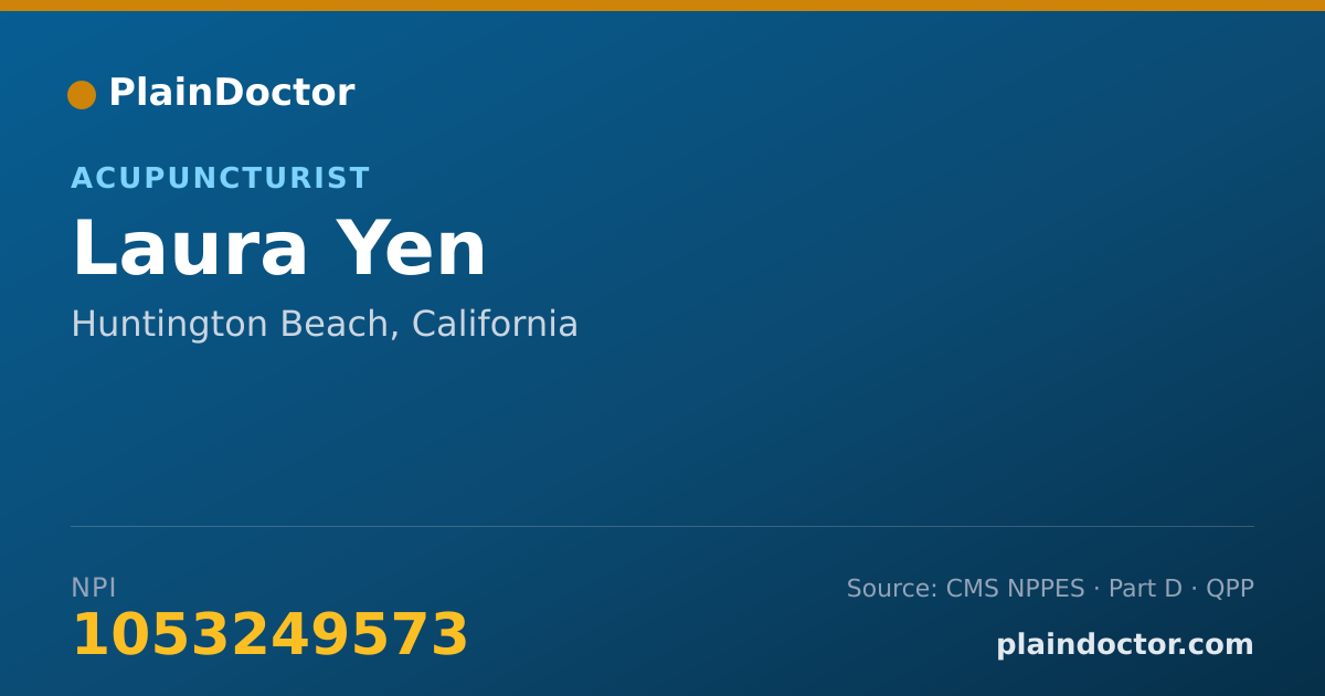 Shareable card for Laura Yen - Acupuncturist, Huntington Beach, CA