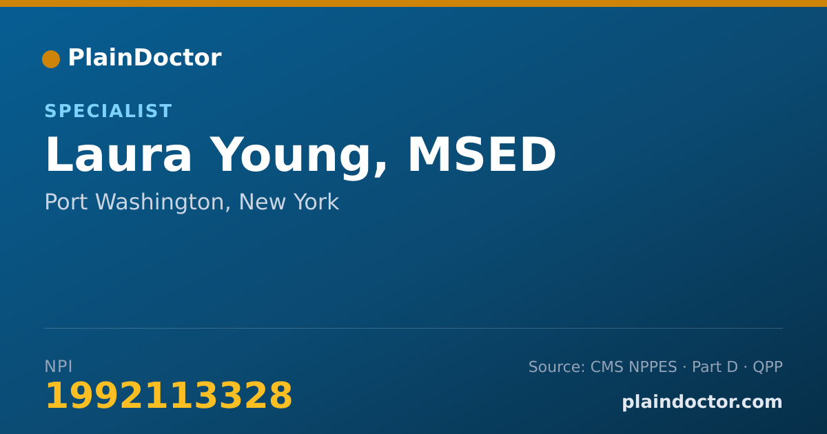 Shareable card for Laura Young, MSED - Specialist, Port Washington, NY