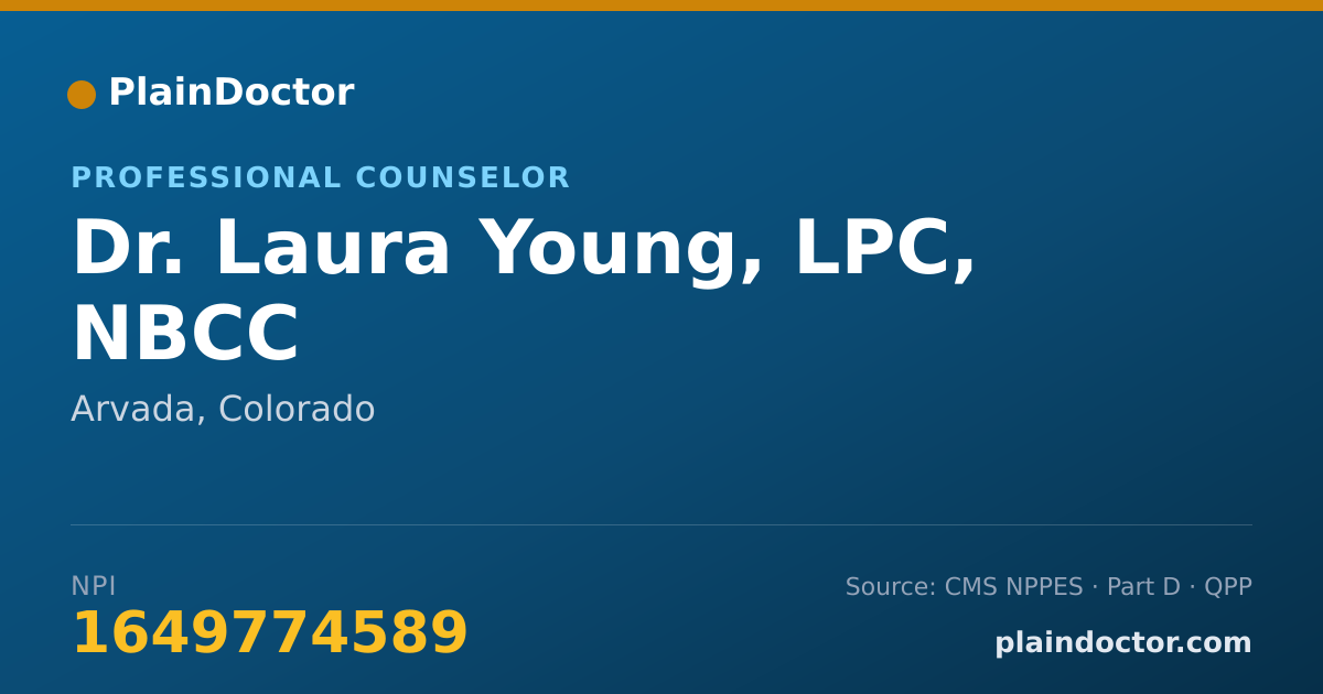 Shareable card for Laura Young, LPC, NBCC - Professional Counselor, Arvada, CO