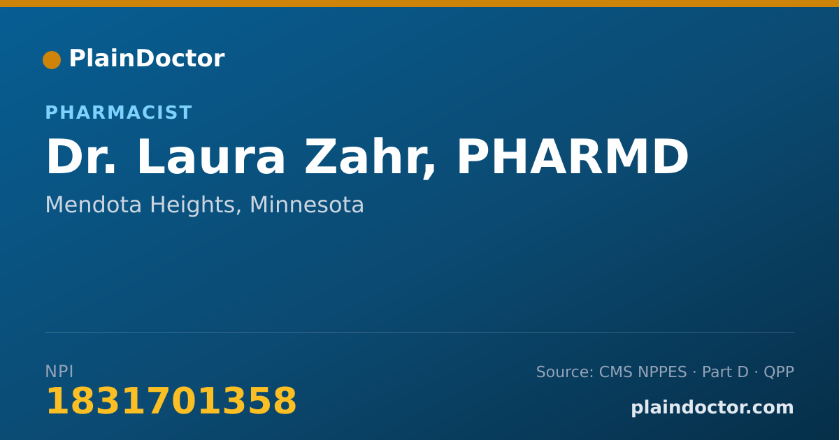 Shareable card for Laura Zahr, PHARMD - Pharmacist, Mendota Heights, MN