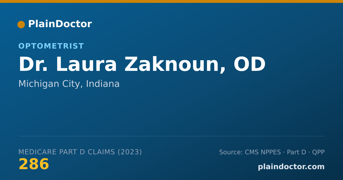Shareable card for Laura Zaknoun, OD - Optometrist, Michigan City, IN