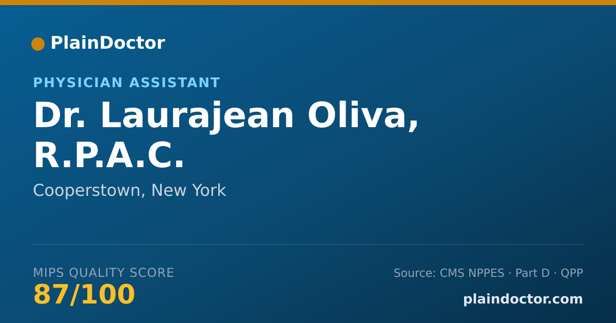 Shareable card for Laurajean Oliva, R.P.A.C. - Physician Assistant, Cooperstown, NY