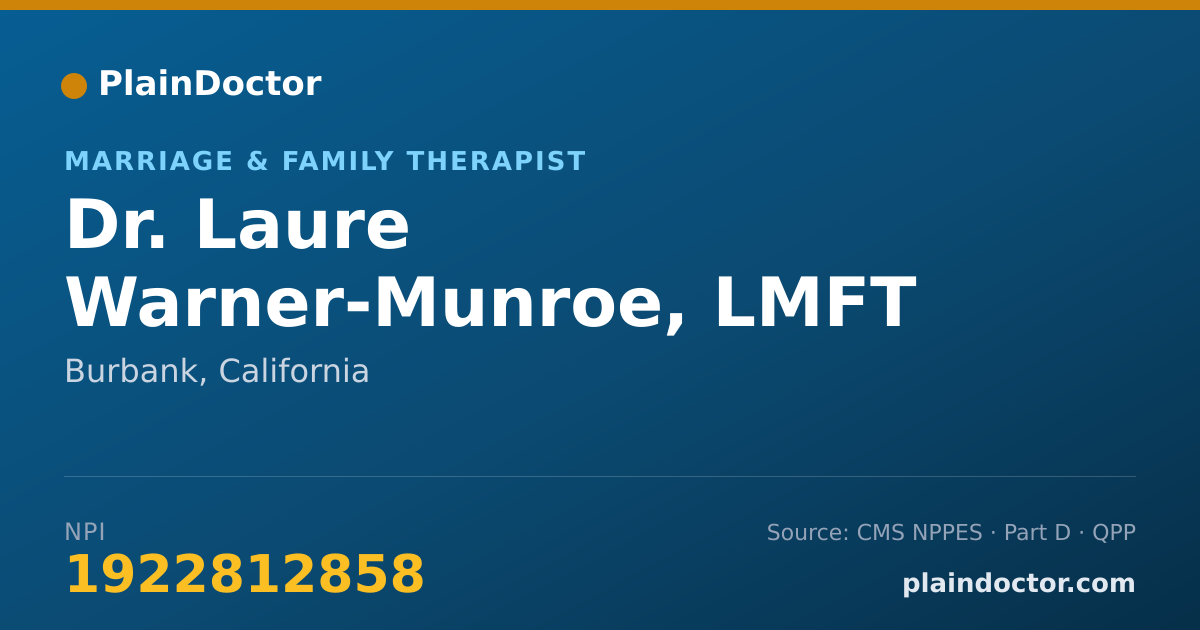 Shareable card for Laure Warner-Munroe, LMFT - Marriage & Family Therapist, Burbank, CA