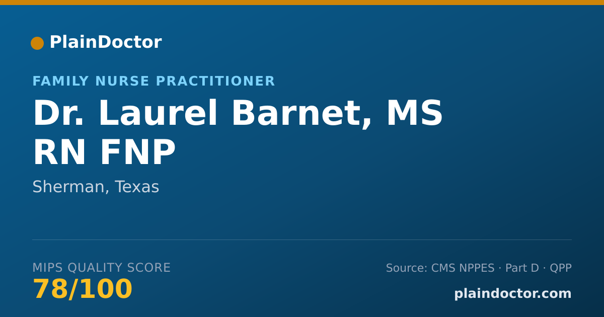 Shareable card for Laurel Barnet, MS RN FNP - Family Nurse Practitioner, Sherman, TX