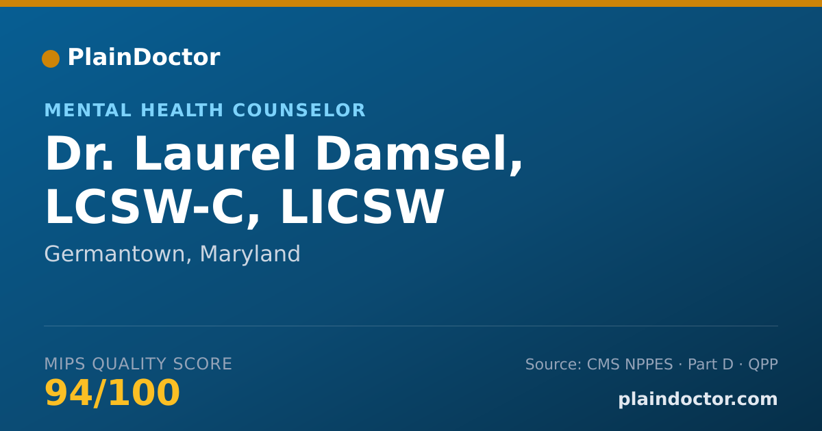 Shareable card for Laurel Damsel, LCSW-C, LICSW - Mental Health Counselor, Germantown, MD