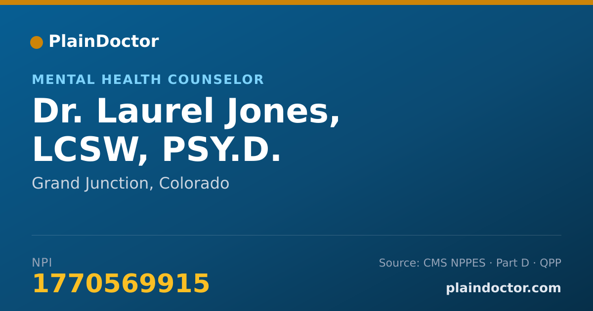 Shareable card for Laurel Jones, LCSW, PSY.D. - Mental Health Counselor, Grand Junction, CO