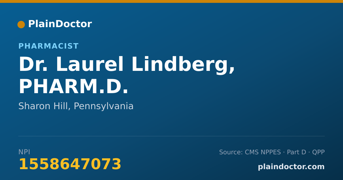 Shareable card for Laurel Lindberg, PHARM.D. - Pharmacist, Sharon Hill, PA