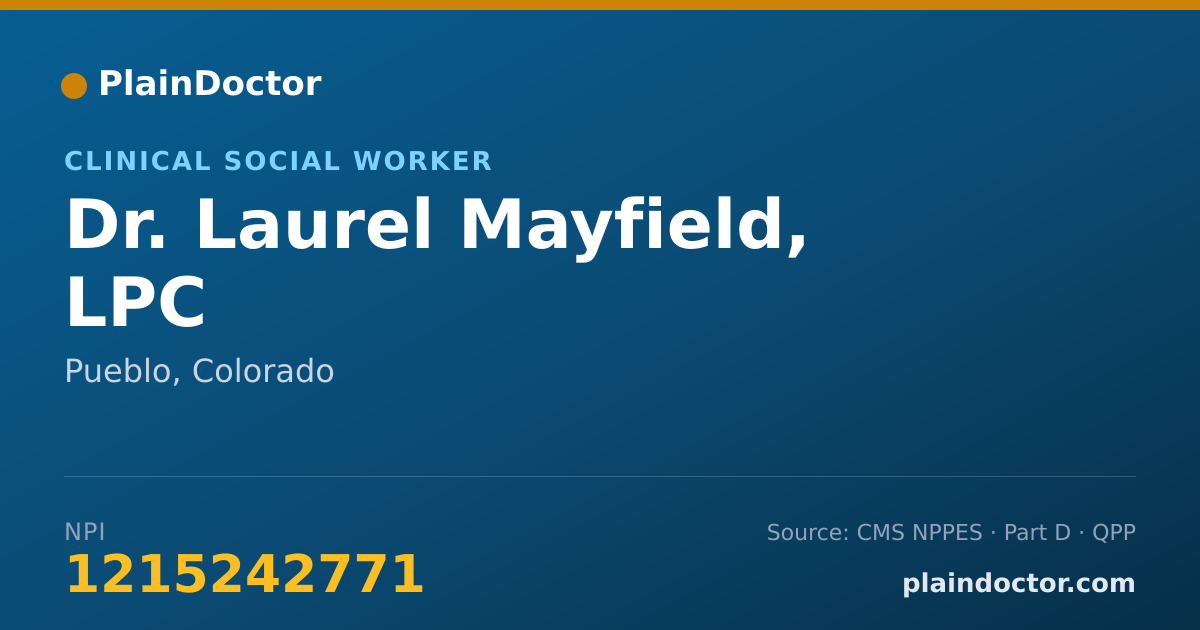 Shareable card for Laurel Mayfield, LPC - Clinical Social Worker, Pueblo, CO