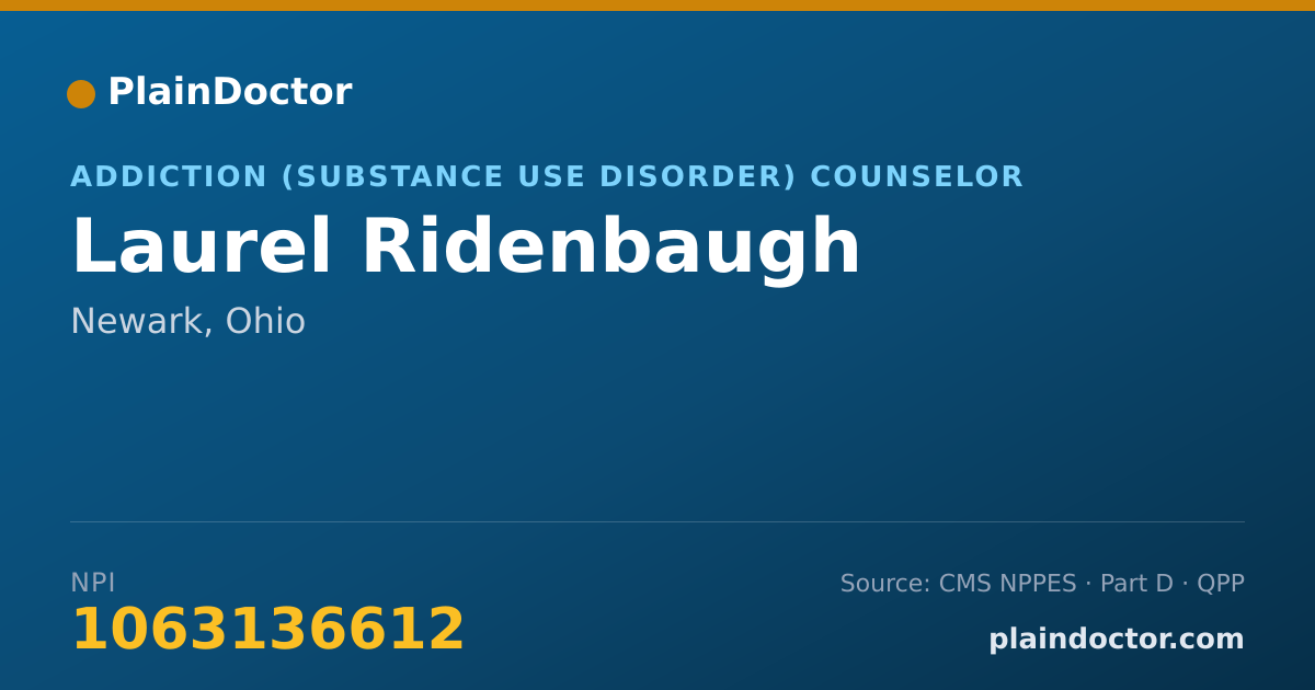 Shareable card for Laurel Ridenbaugh - Addiction (Substance Use Disorder) Counselor, Newark, OH