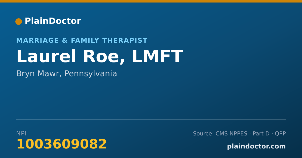 Shareable card for Laurel Roe, LMFT - Marriage & Family Therapist, Bryn Mawr, PA