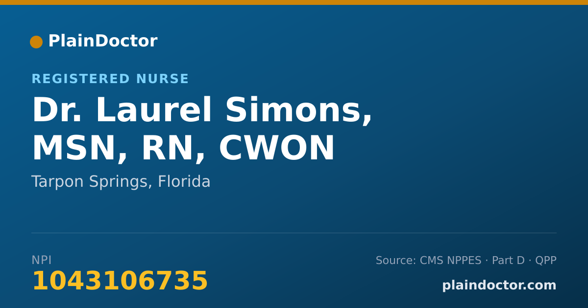 Shareable card for Laurel Simons, MSN, RN, CWON - Registered Nurse, Tarpon Springs, FL
