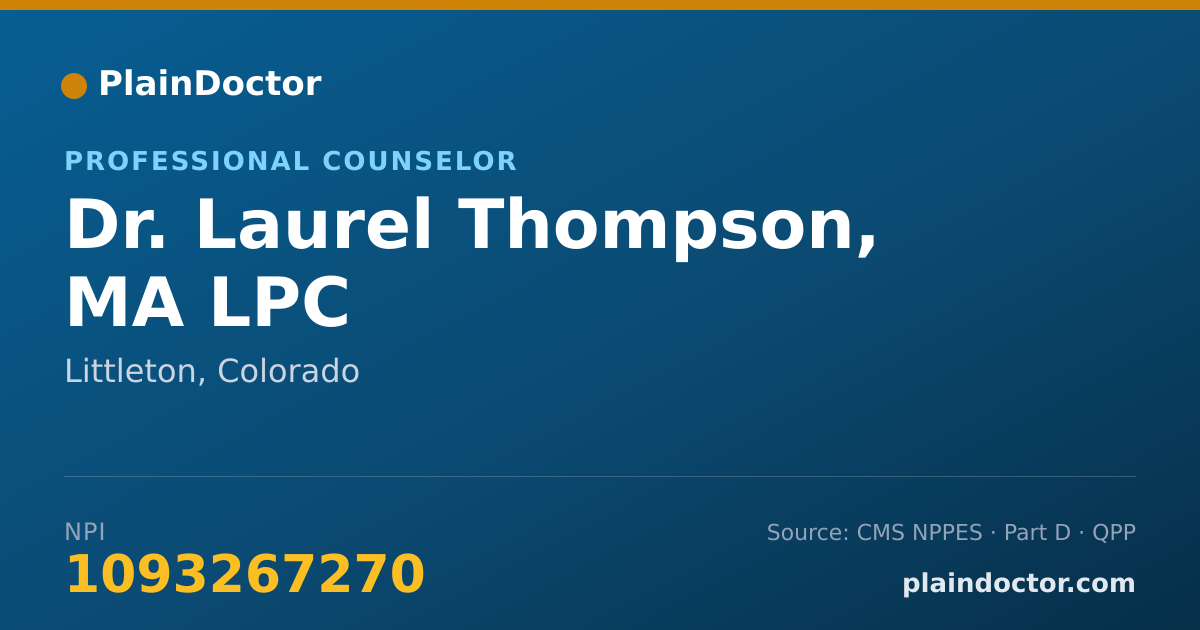Shareable card for Laurel Thompson, MA LPC - Professional Counselor, Littleton, CO