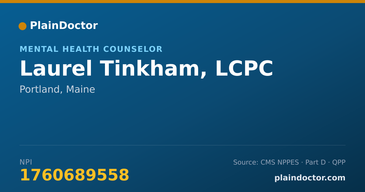 Shareable card for Laurel Tinkham, LCPC - Mental Health Counselor, Portland, ME