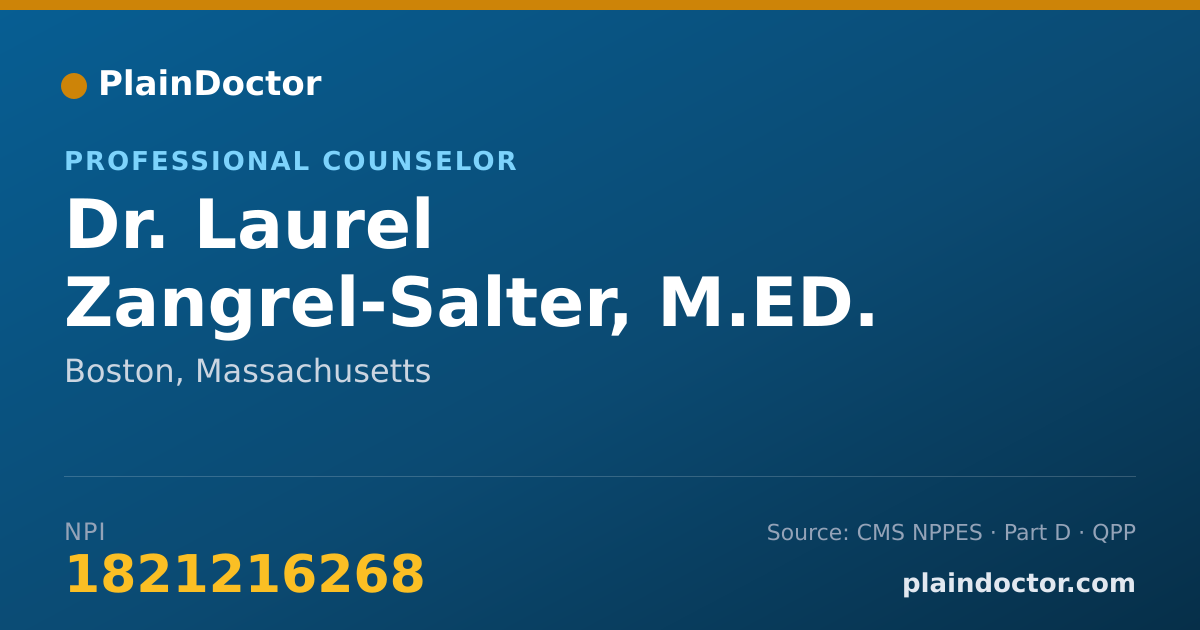 Shareable card for Laurel Zangrel-Salter, M.ED. - Professional Counselor, Boston, MA