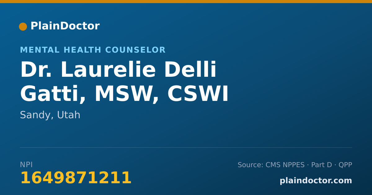 Shareable card for Laurelie Delli Gatti, MSW, CSWI - Mental Health Counselor, Sandy, UT