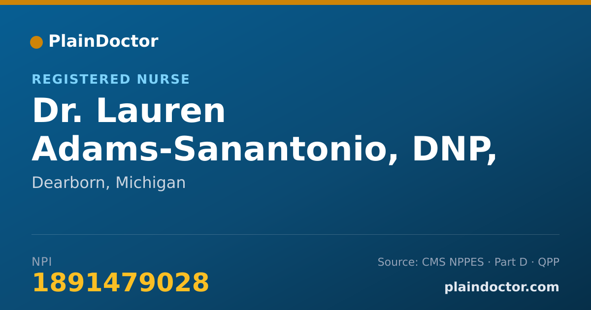 Shareable card for Lauren Adams-Sanantonio, DNP, AGPCNP-BC - Registered Nurse, Dearborn, MI