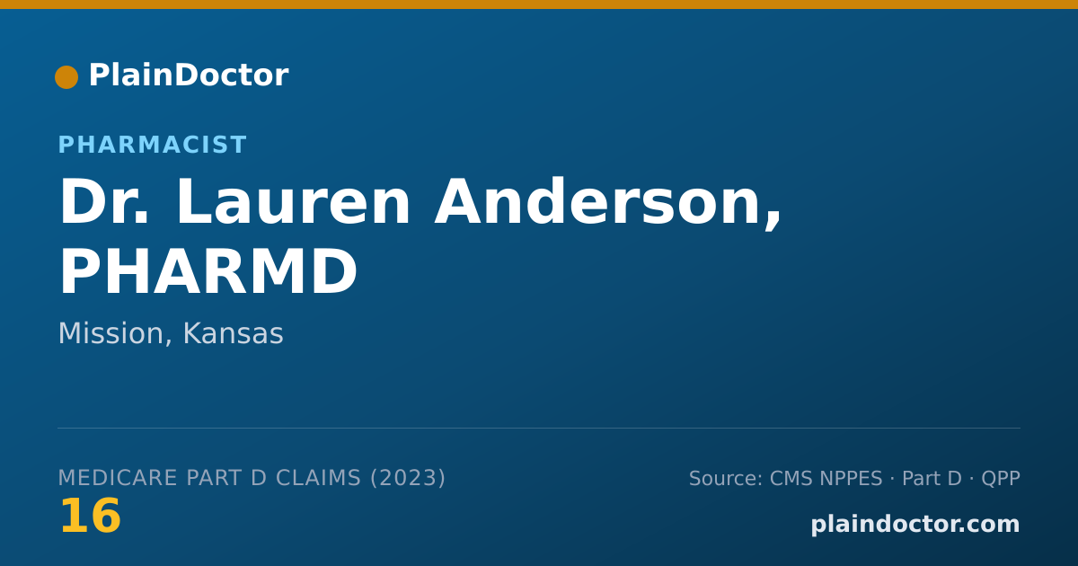 Shareable card for Lauren Anderson, PHARMD - Pharmacist, Mission, KS