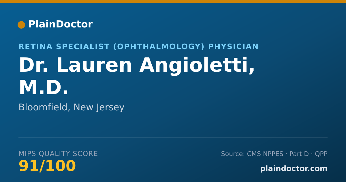 Shareable card for Lauren Angioletti, M.D. - Retina Specialist (Ophthalmology) Physician, Bloomfield, NJ