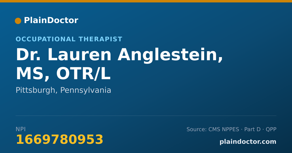 Shareable card for Lauren Anglestein, MS, OTR/L - Occupational Therapist, Pittsburgh, PA