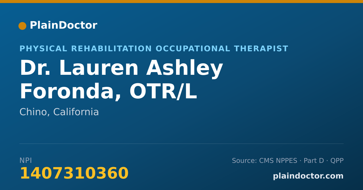Shareable card for Lauren Ashley Foronda, OTR/L - Physical Rehabilitation Occupational Therapist, Chino, CA