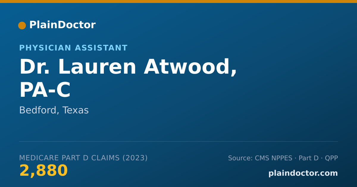Shareable card for Lauren Atwood, PA-C - Physician Assistant, Bedford, TX